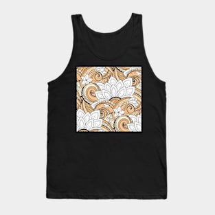 Monochromatic Paisley Print with Vintage Floral Motifs Tank Top